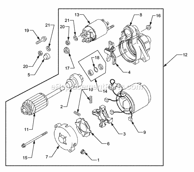 Starter Diagram and Parts List for 5254E 54AE542-710, 54BE542-710, 54CE542-710 Cub Cadet Lawn Tractor